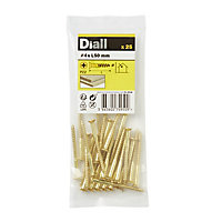 Diall Brass Screw (Dia)4mm (L)50mm, Pack of 25