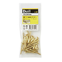 Diall Brass Screw (Dia)5mm (L)40mm, Pack of 25