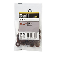 Diall Brown Plastic Decorative Snap cap (Dia)8mm, Pack of 20