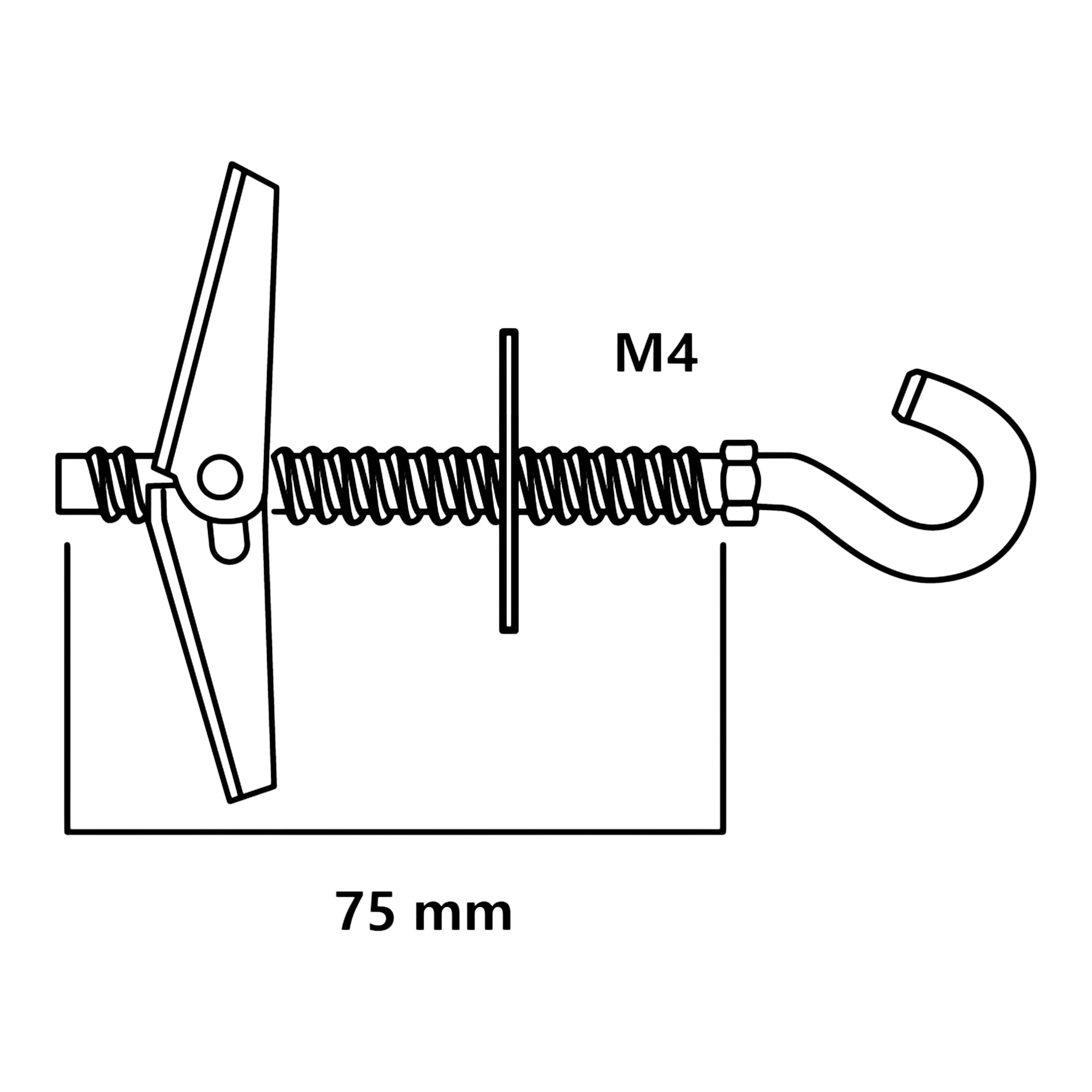 Diall C-hook Spring toggle (Dia)4mm (L)75mm, Pack of 2
