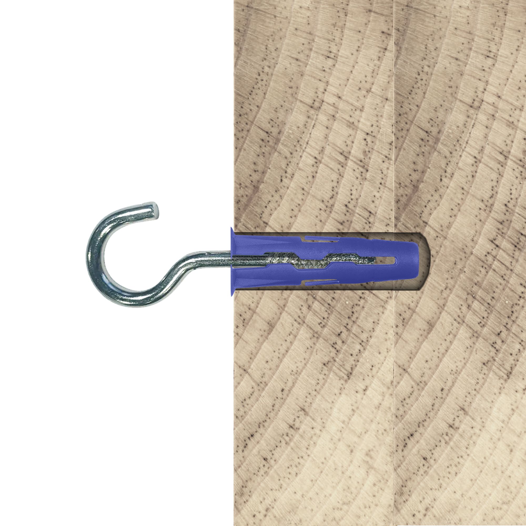 Diall C hook with wall plug (Dia)8mm (L)32mm, Pack of 2