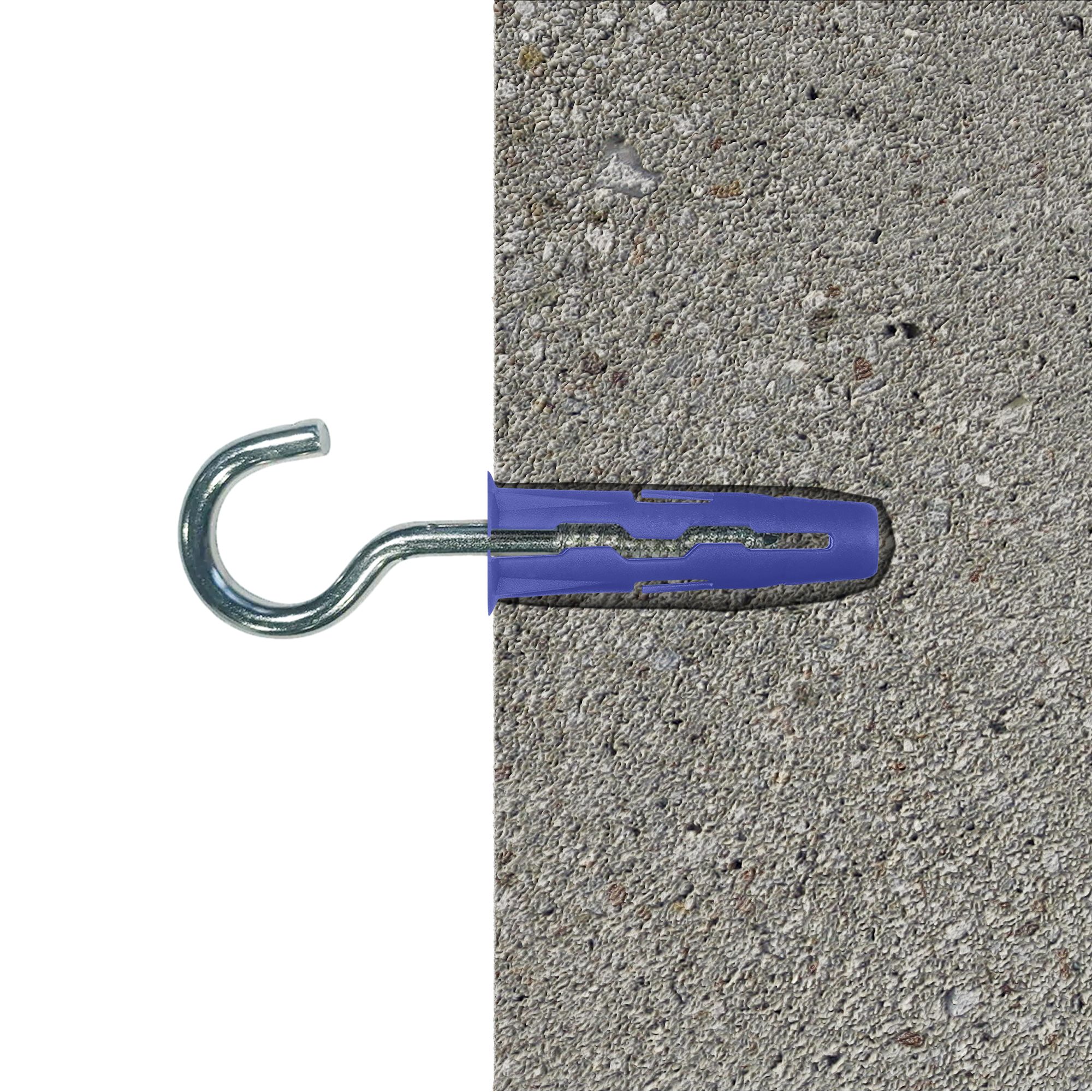 Diall C hook with wall plug (Dia)8mm (L)32mm, Pack of 2