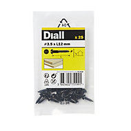 Diall Carbon steel Wood Screw (Dia)3.5mm (L)12mm, Pack of 25