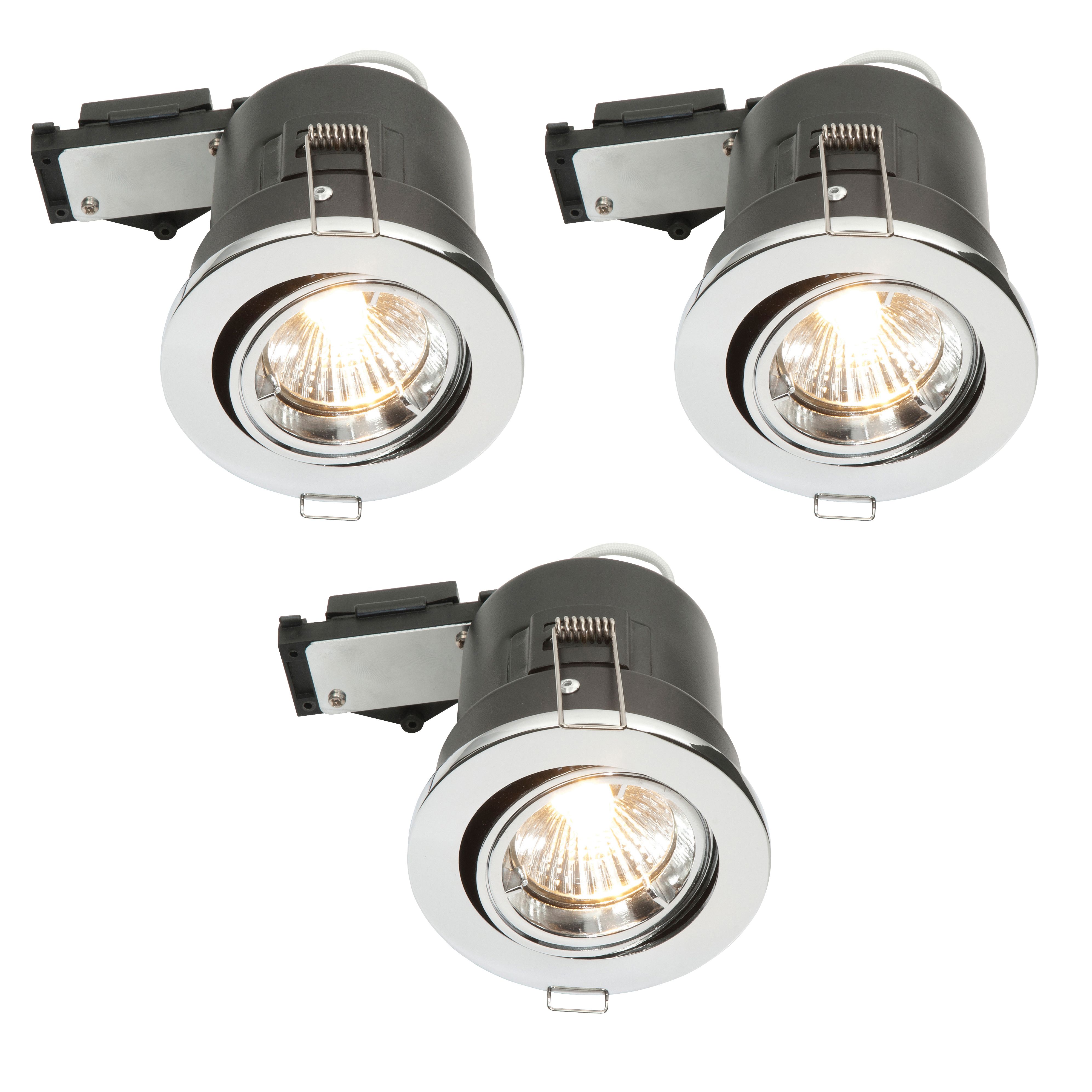 Diall Chrome effect Adjustable LED Warm white Downlight 3.5W IP23, Pack of 3