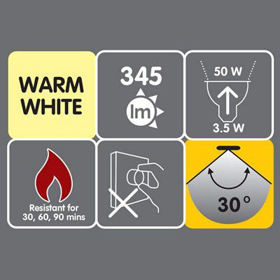 Diall Chrome effect Fixed LED Fire-rated Warm white Downlight 3.5W IP20, Pack of 10