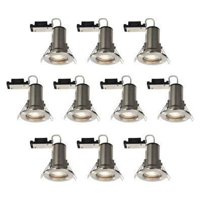 Diall Chrome effect Non-adjustable LED Fire-rated Warm white Downlight 3.5W IP20, Pack of 10