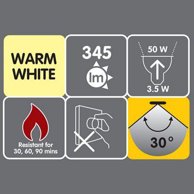 Diall Chrome effect Non-adjustable LED Fire-rated Warm white Downlight 3.5W IP20, Pack of 10