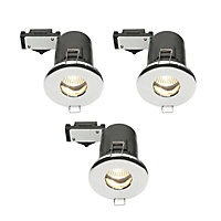 Diall Chrome effect Non-adjustable LED Warm white Downlight 3.5W IP65, Pack of 3