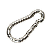 Diall Chrome-plated Stainless steel Spring snap hook (L)100mm