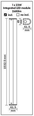 Diall Cool white LED Batten 23W 2680lm (L)1.53m