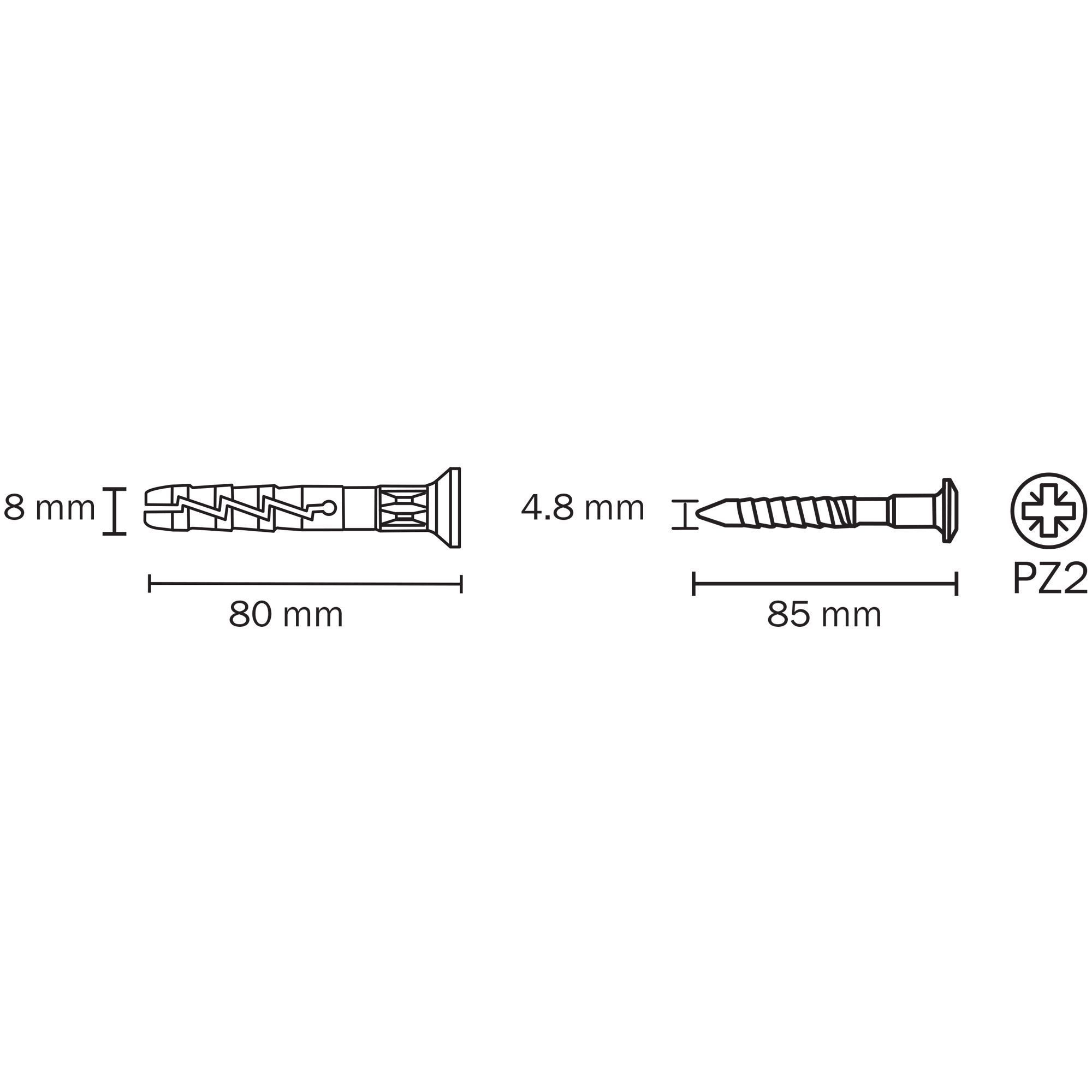 Rawlplug Nylon Hammer-In Fixings 6mm x 60mm 20 Pack