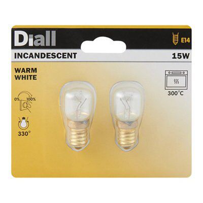 Diall E14 15W Warm white Incandescent Dimmable Oven Light bulb, Pack of 2