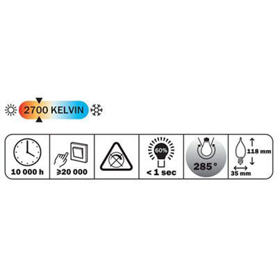 Diall E14 2W 250lm Candle LED Filament Light bulb
