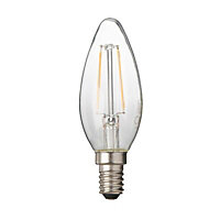 Diall E14 2W 250lm Candle Warm white LED Filament Light bulb