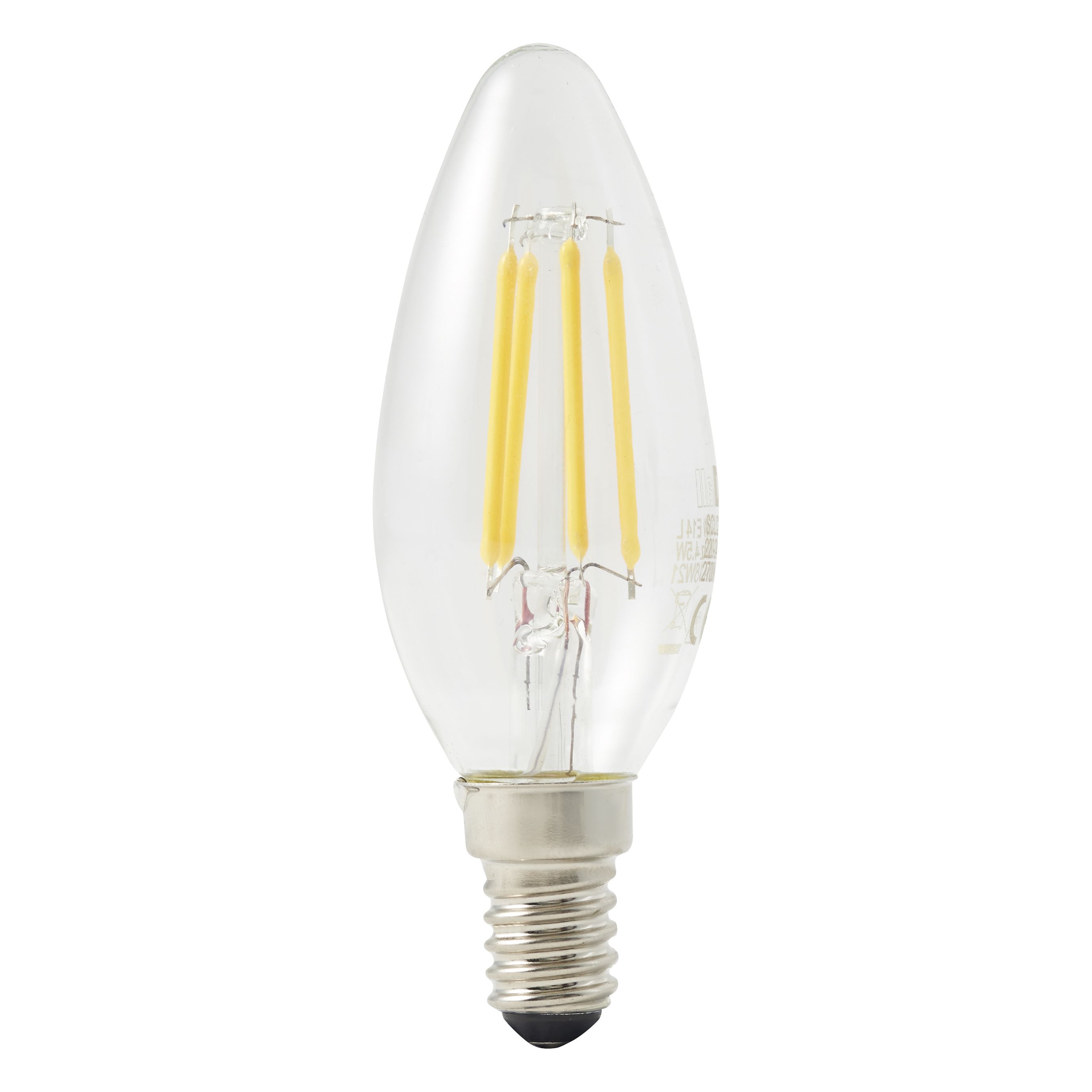 Diall E14 3.4W 470lm Clear Candle Warm White LED Filament Light Bulb ...