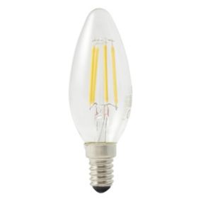 Diall E14 3.4W 470lm Clear Candle Warm white LED filament Light bulb