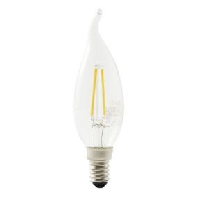 Diall E14 3W 250lm Bent tip candle Warm white LED Light bulb