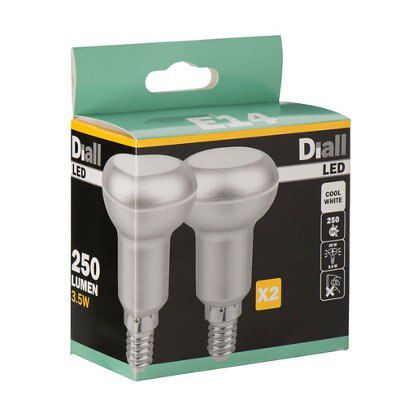 Diall E14 3W 250lm Reflector (R50) LED Light bulb, Pack of 2