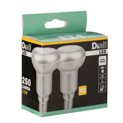 Diall E14 3W 250lm Reflector (R50) Neutral LED Light bulb, Pack of 2