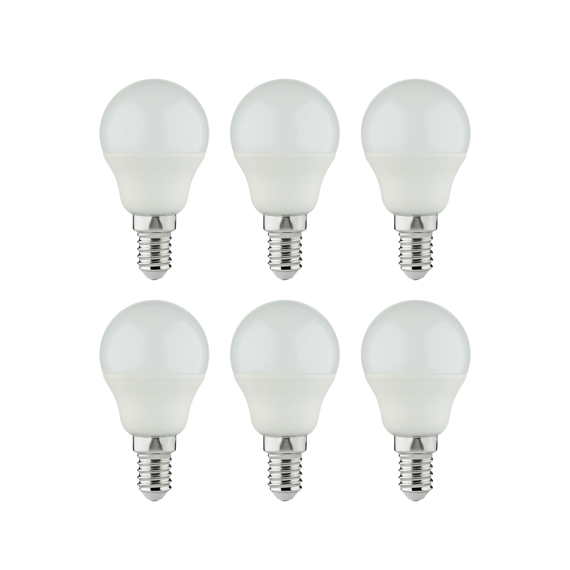 Diall E14 4.2W 470lm Frosted Mini globe Warm white LED Light bulb, Pack of 6