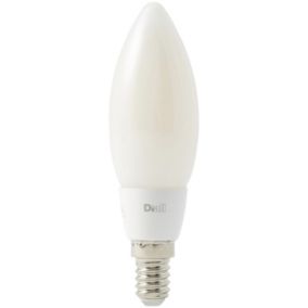 Diall E14 4.8W 650lm Milky Candle Warm white LED filament Dimmable Filament Light bulb