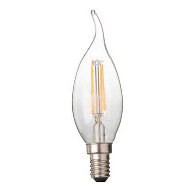 Diall E14 4W 470lm Bent tip candle LED filament Light bulb | DIY at B&Q