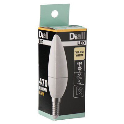 Diall E14 5.9W 470lm Candle LED Dimmable Light bulb