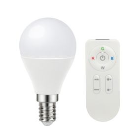 Diall E14 5W 470lm Mini globe RGB & warm white LED Dimmable Light bulb