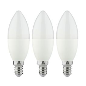 Diall E14 6.5W 806lm Frosted Candle Neutral white LED Light bulb, Pack of 3