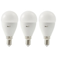 Diall E14 6W 470lm Mini globe Warm white LED Light bulb, Pack of 3