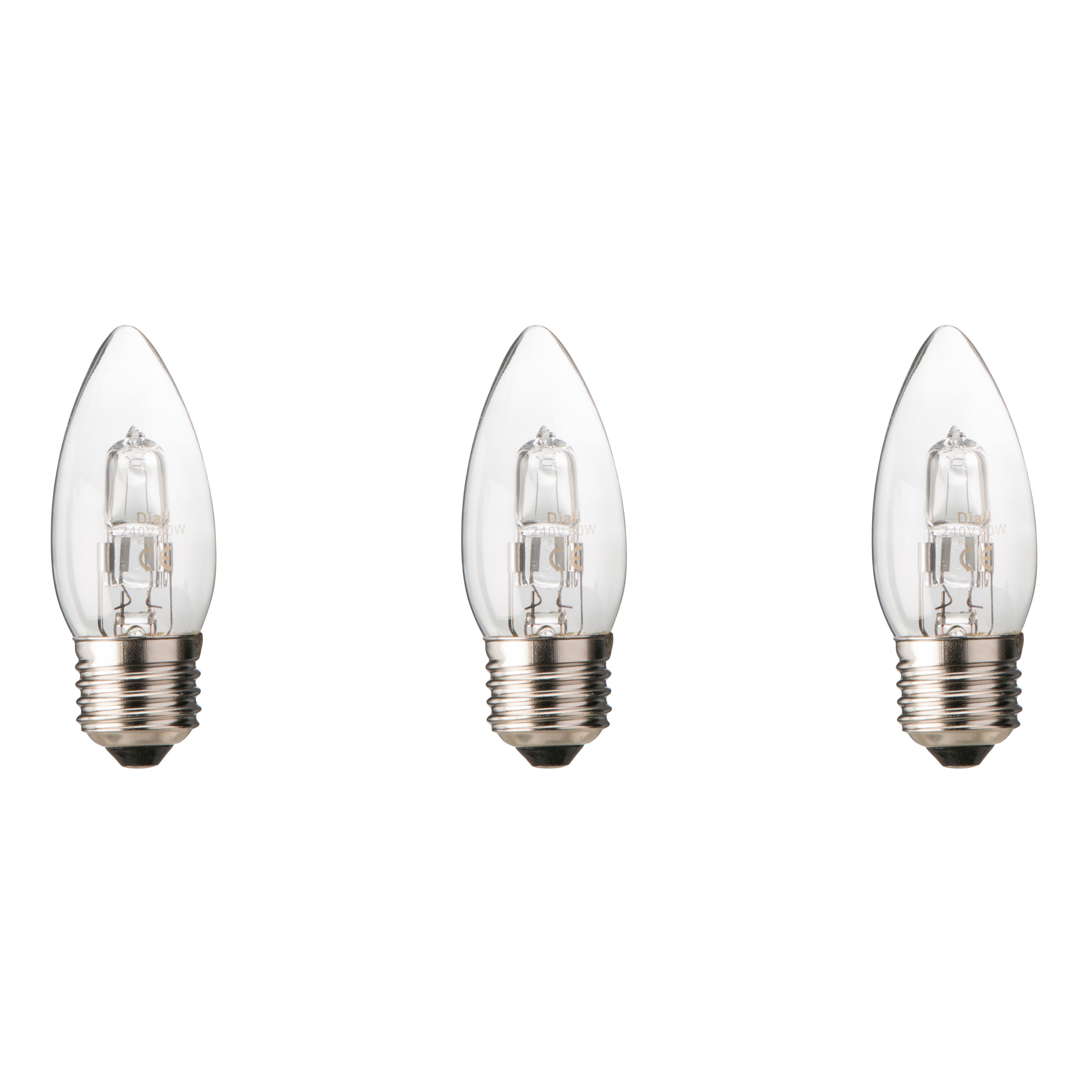 Diall E27 30W Candle Halogen Dimmable Light bulb, Pack of 3