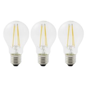 Diall E27 5.9W 806lm Clear GLS Warm white LED filament Dimmable Filament Light bulb, Pack of 3
