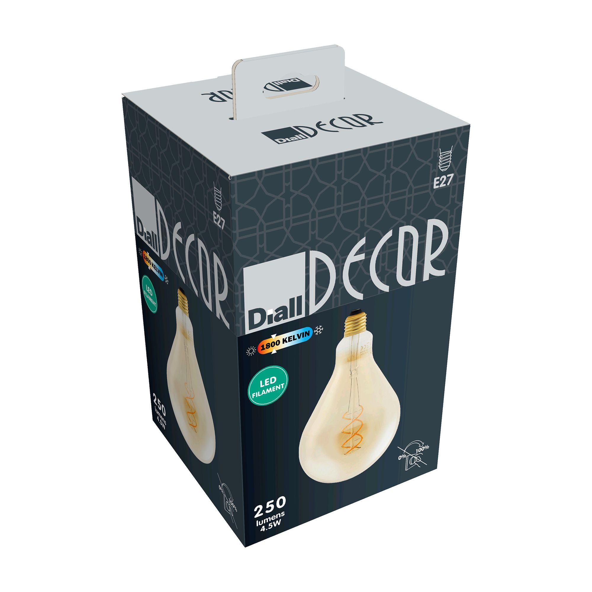 Diall E27 5W 250lm 330° Amber Balloon Warm white LED filament Light bulb - 3