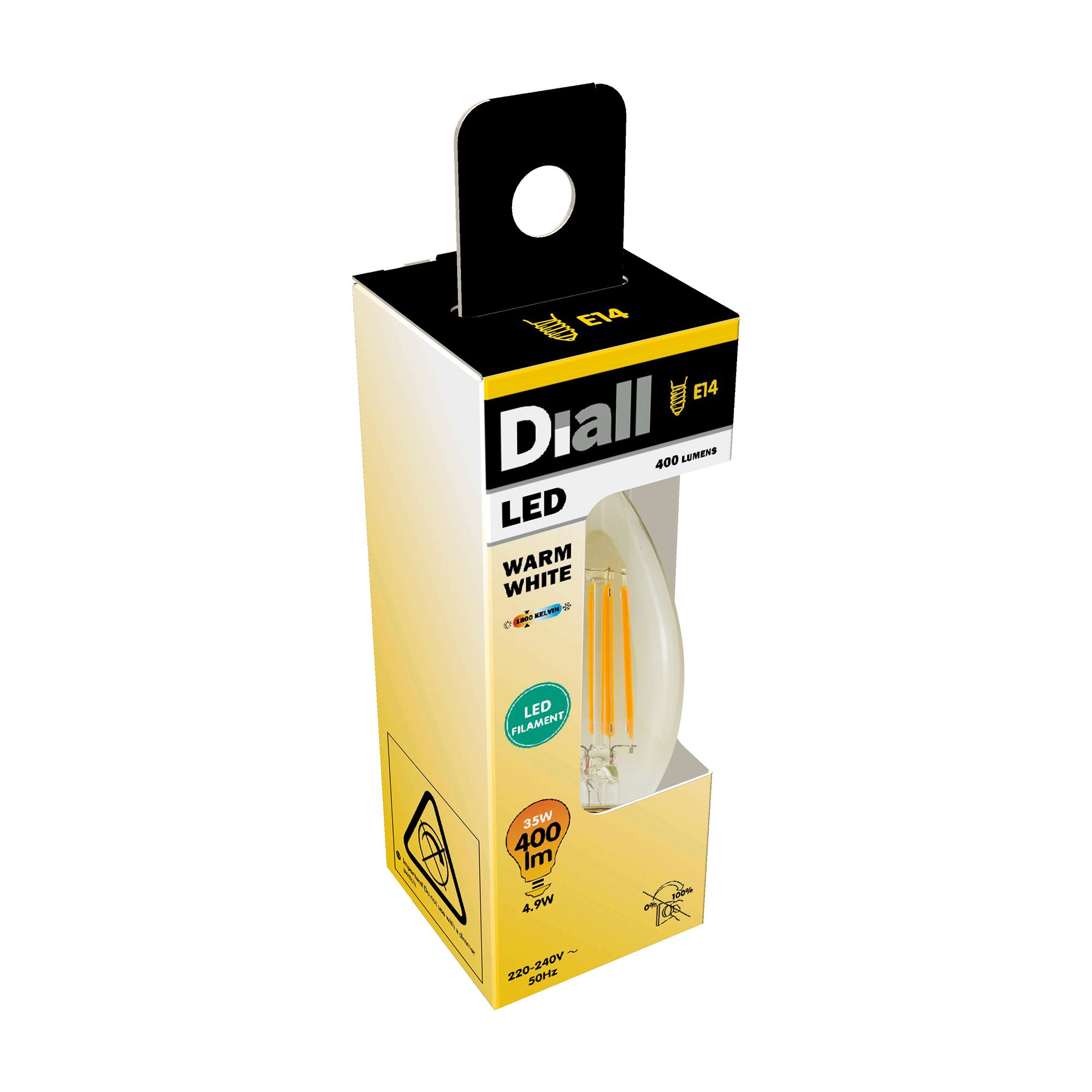 Diall E27 5W 400lm Amber Candle Warm white LED filament Light bulb - 4