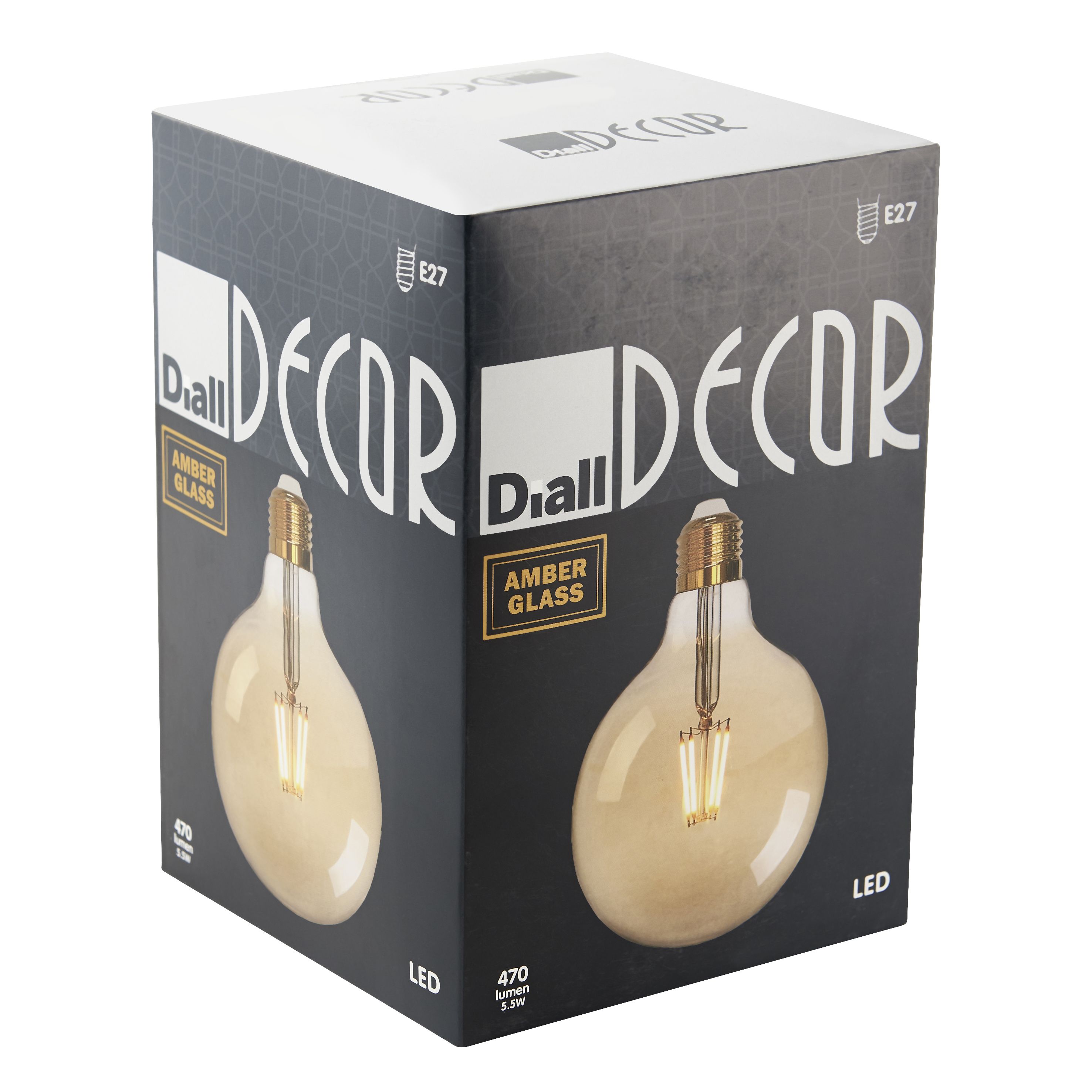 Diall E27 6W 470lm 300° Clear Globe Warm white LED Filament Light bulb Amber
