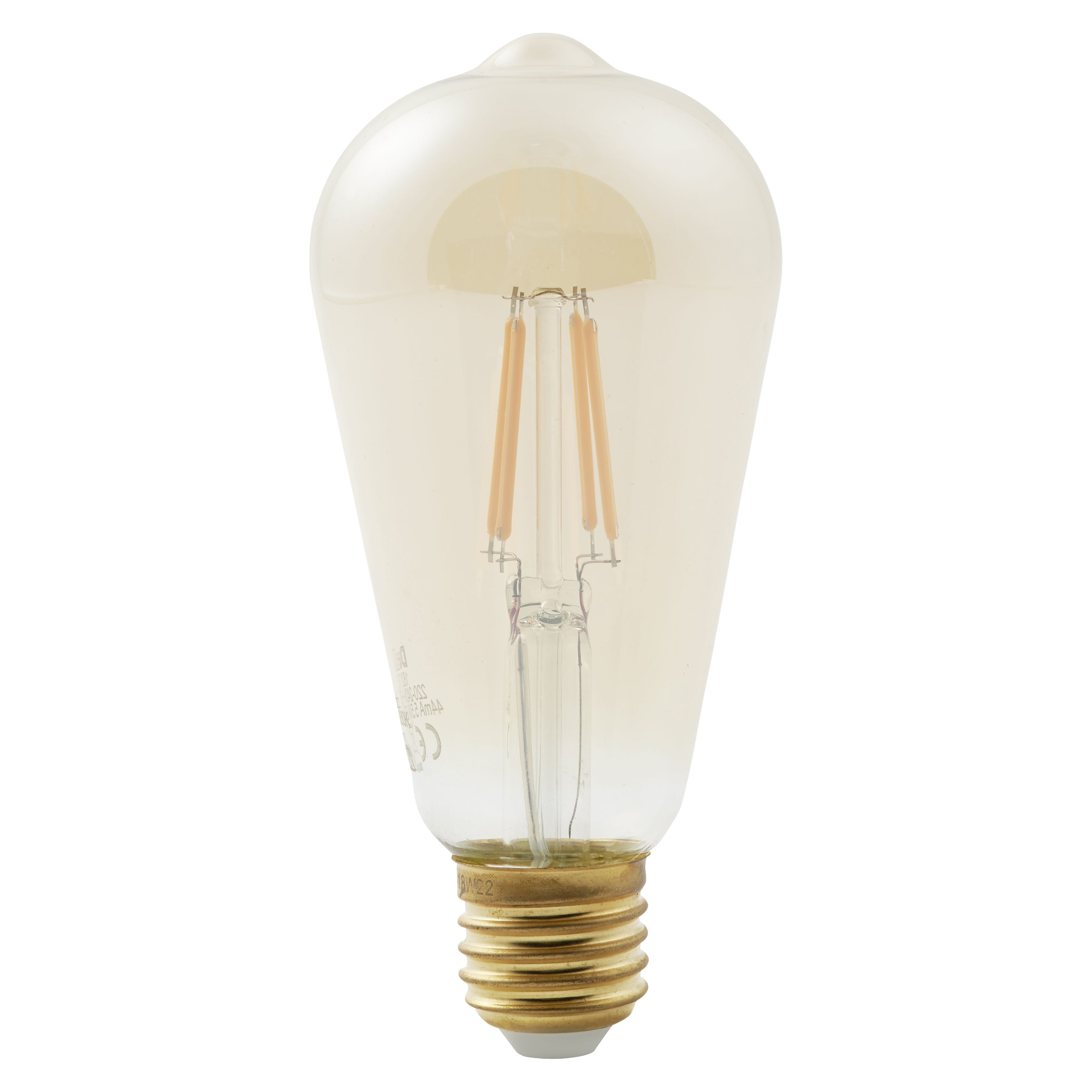 Diall E27 6W 470lm 300° Clear ST64 Warm white LED Filament Light bulb