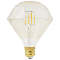 Diall E27 6W 470lm Diamond Warm white LED Filament Light bulb