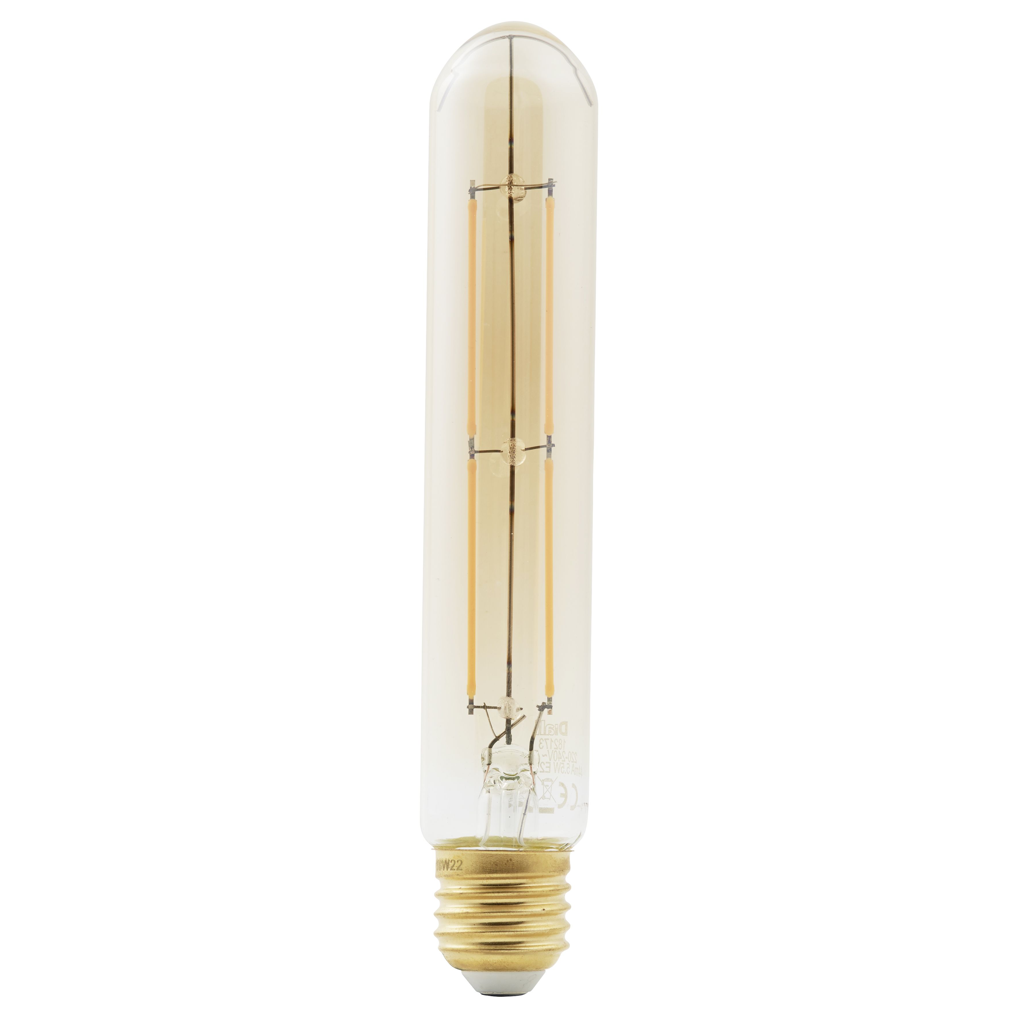 Diall E27 6W 470lm Tube Amber LED Filament Light bulb