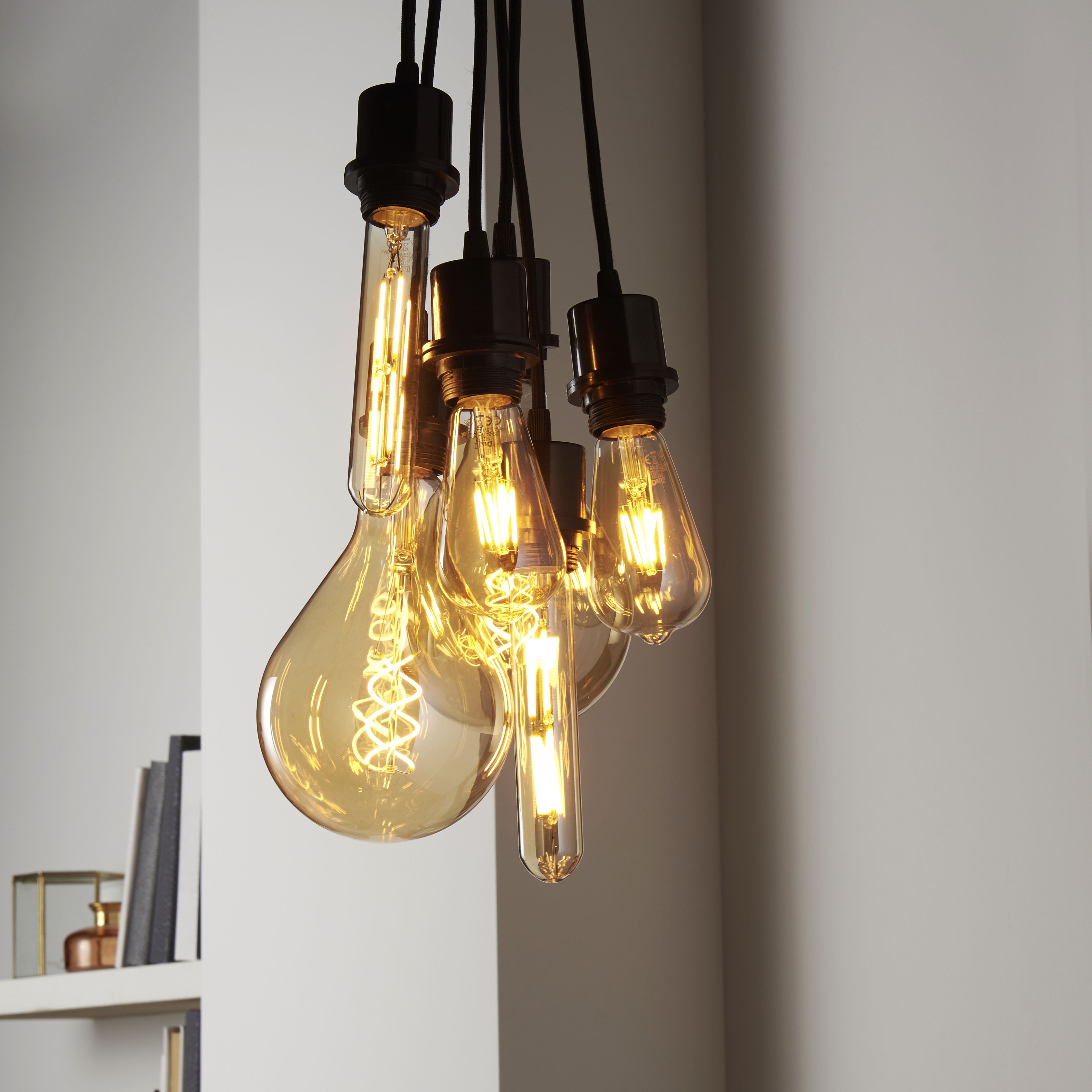 Diall E27 6W 470lm Tube Amber LED Filament Light bulb