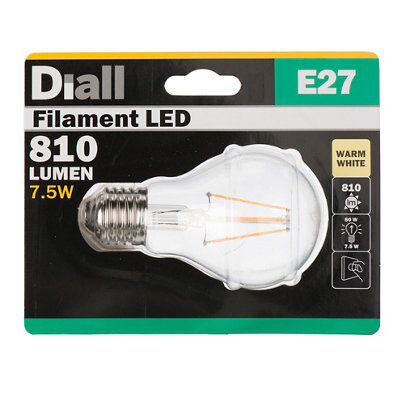 Diall E27 6W 810lm Classic LED filament Light bulb