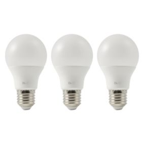 Diall E27 7.3W 806lm White A60 Warm white LED Light bulb, Pack of 3