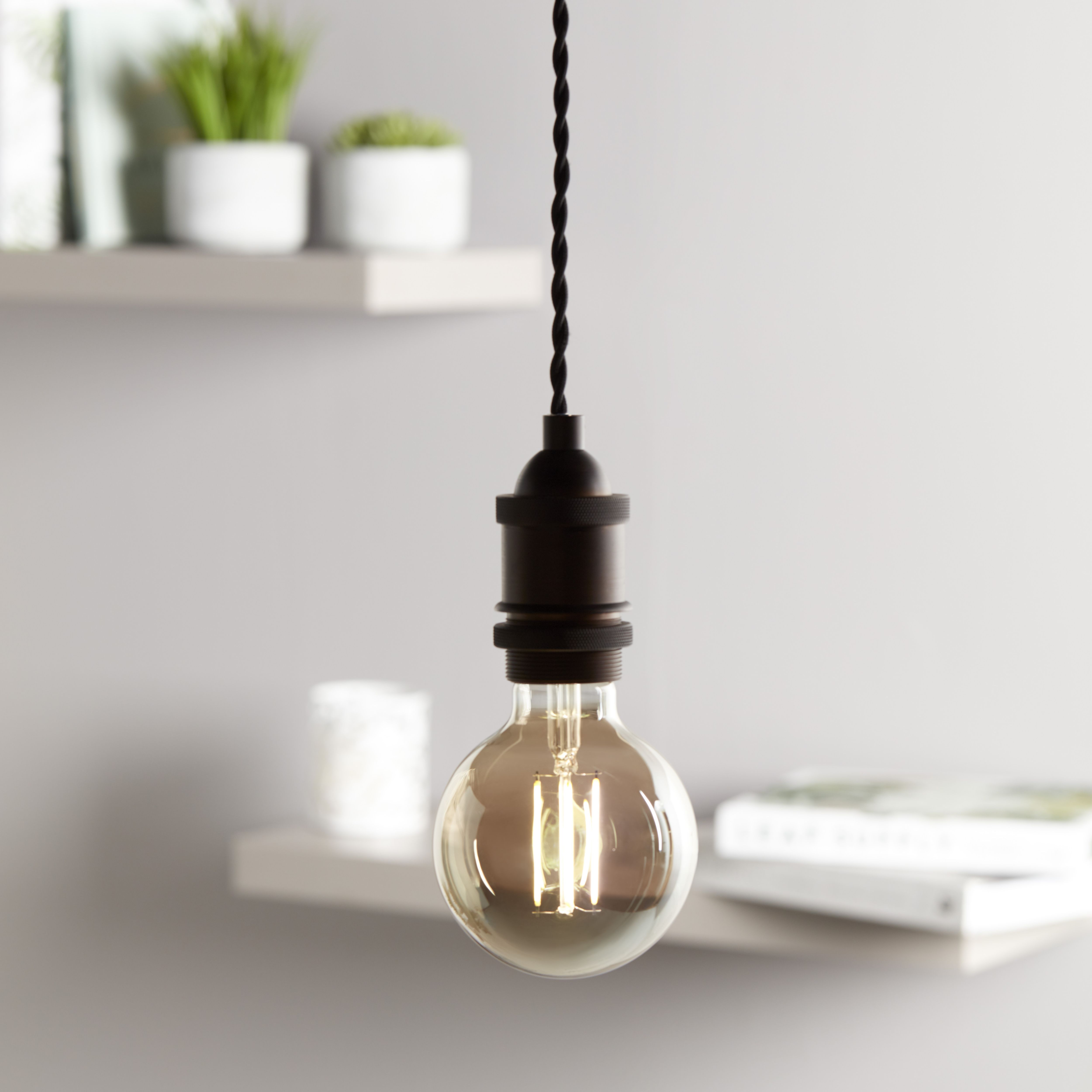 Diall E27 9W 806lm 300° Smoked Globe Neutral white LED Filament Light bulb