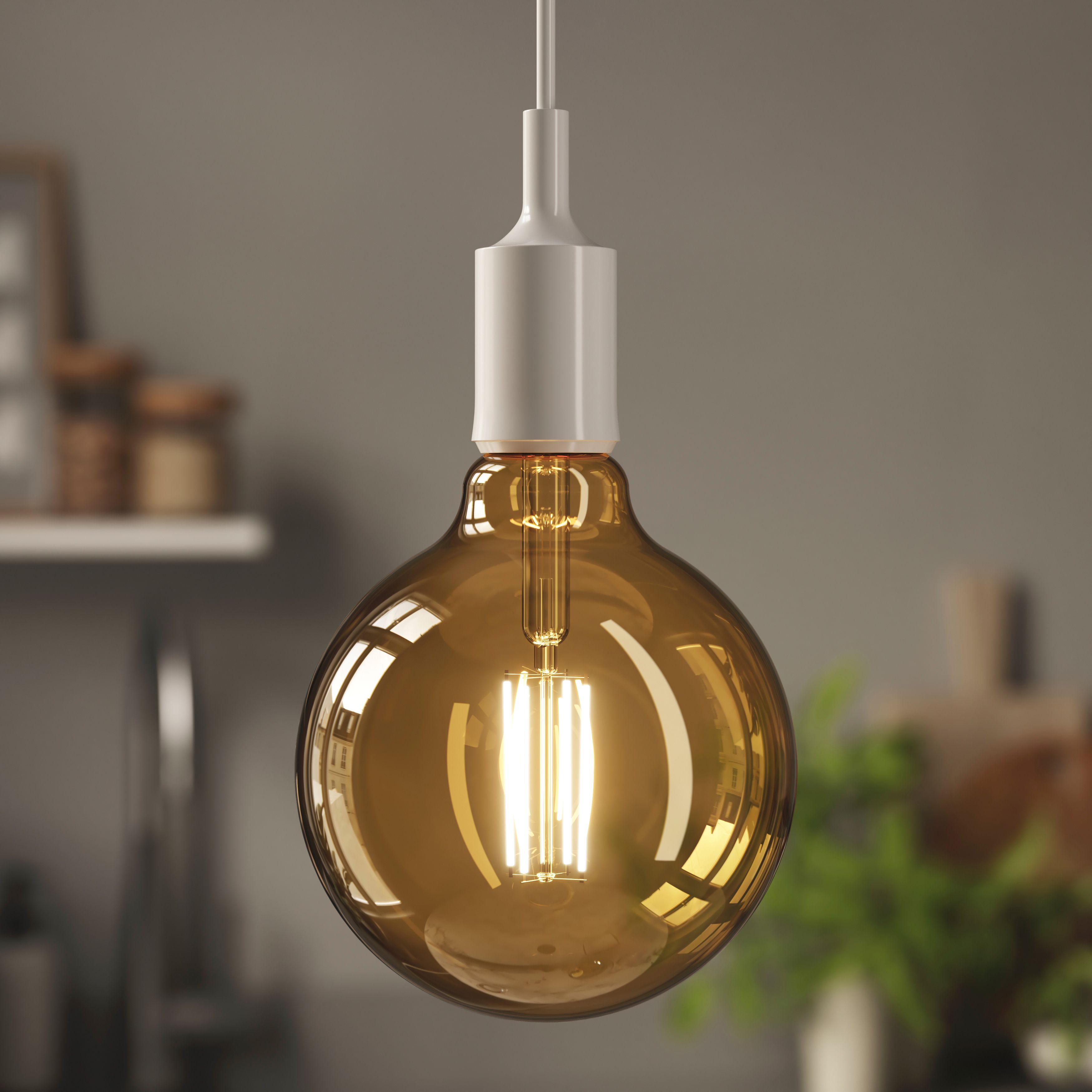 Diall G125 B22 5.5W 470lm 330° Amber Globe Warm white LED Filament Light bulb - 4