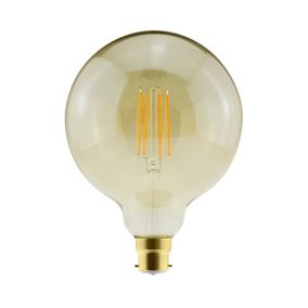 Diall G125 B22 5.5W 470lm 330° Amber Globe Warm white LED Filament Light bulb