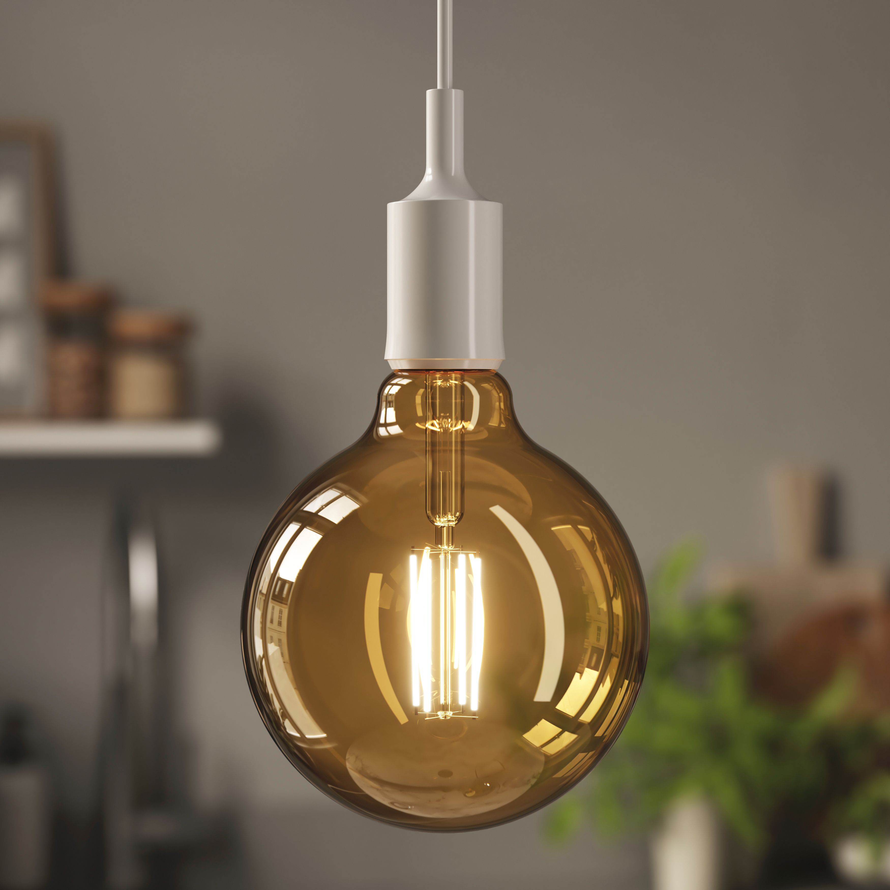 Diall G125 B22 8.5W 806lm 330° Amber Globe Warm white LED Filament Light bulb