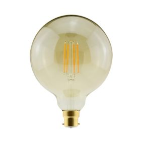 Diall G125 B22 8.5W 806lm 330° Amber Globe Warm white LED Filament Light bulb
