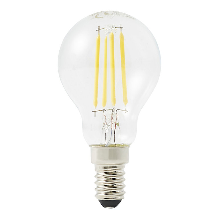 Diall G45 E14 3.4W 470lm Clear Mini globe Warm white LED filament Light  bulb | DIY at B&Q