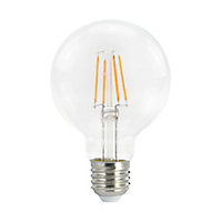 Diall G80 E27 3.4W 470lm Clear Globe Warm white LED Filament Light bulb