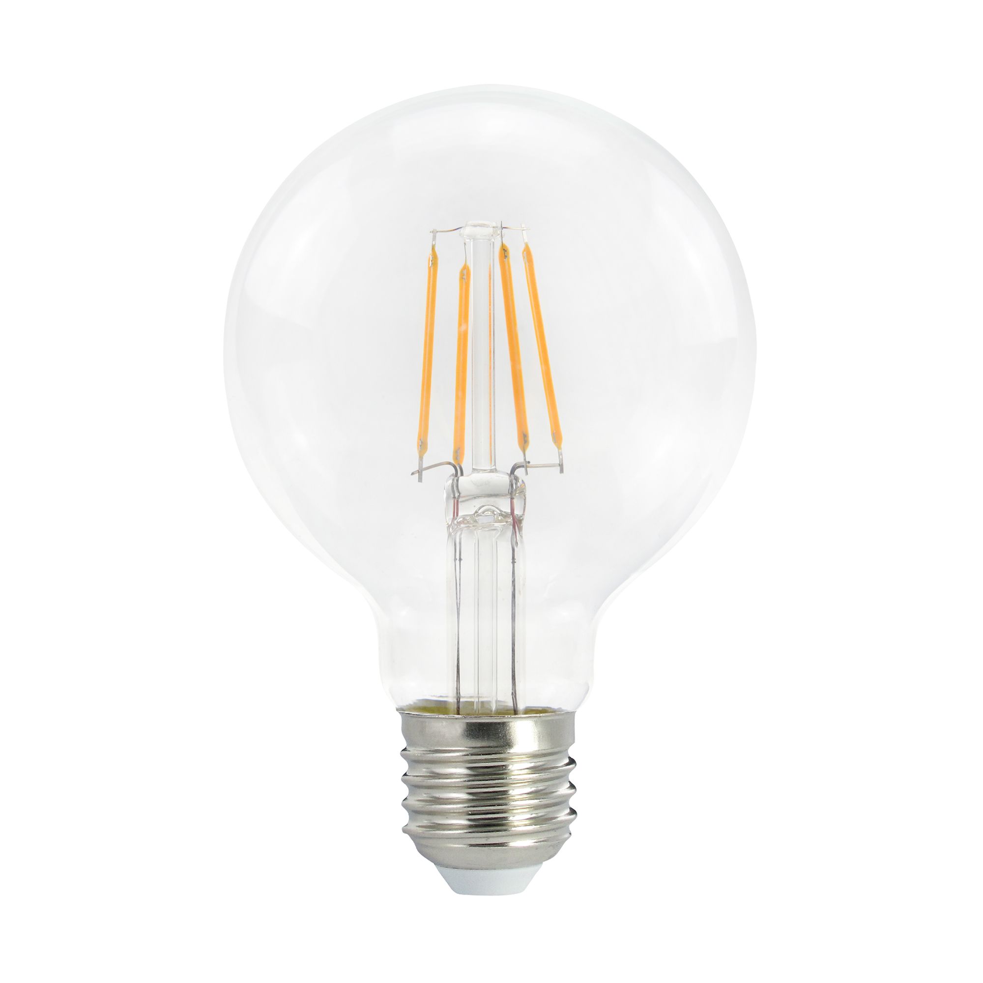 Globe Filament Warm white LED Light at 3.4W B&Q Diall bulb G80 Clear DIY 470lm | E27