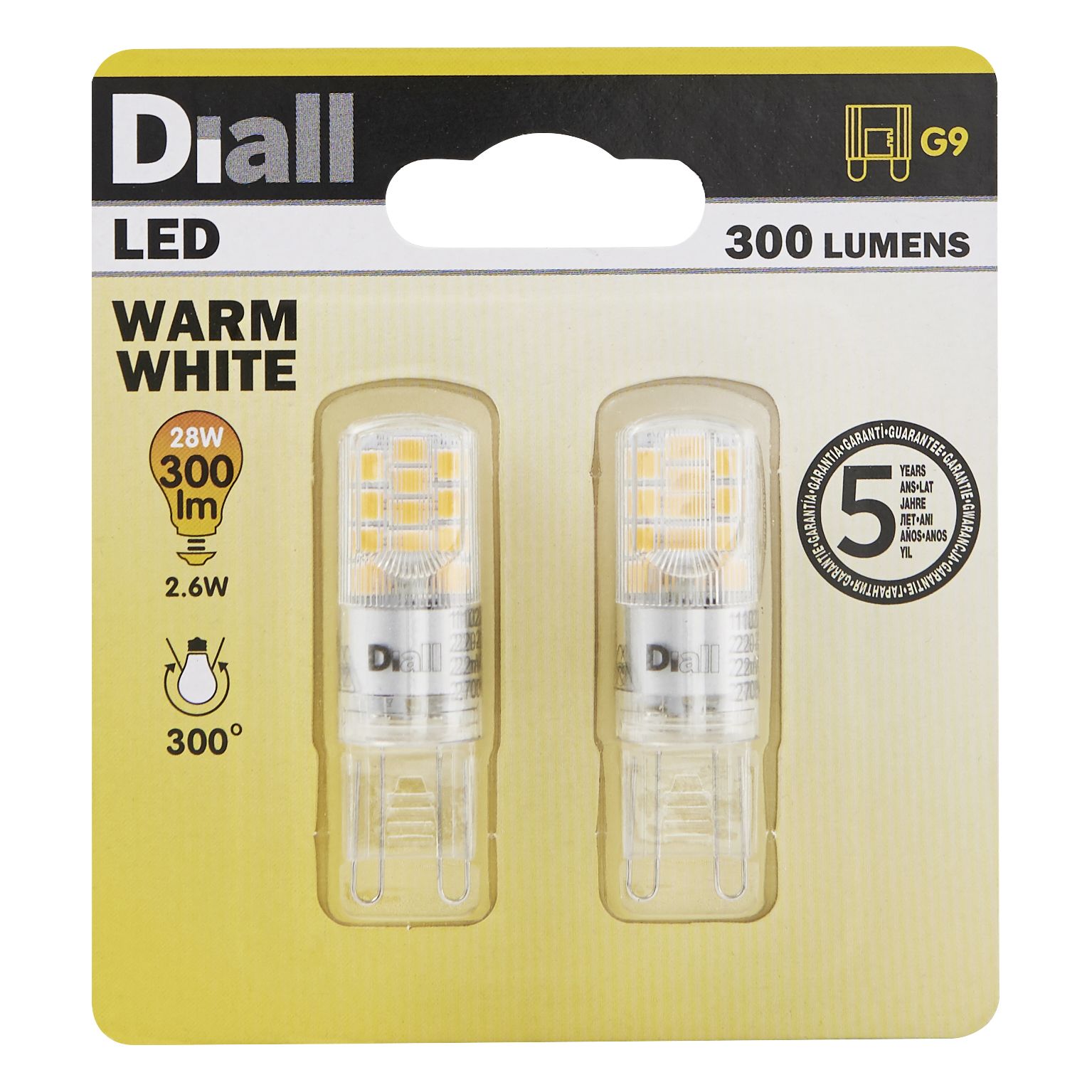Diall G9 2W 300lm Capsule Warm white LED Light bulb, Pack of 2